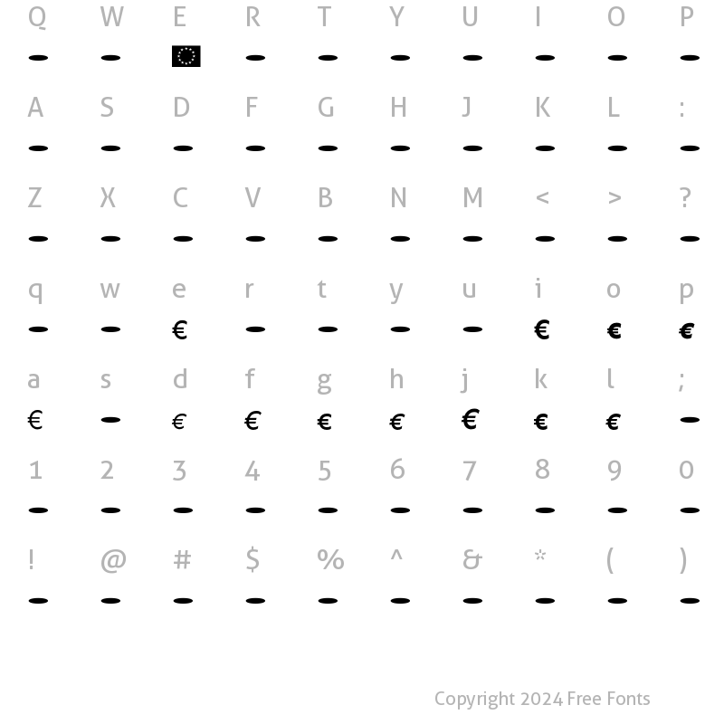 Character Map of Balance Euro Regular