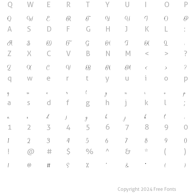 Character Map of Balania Regular