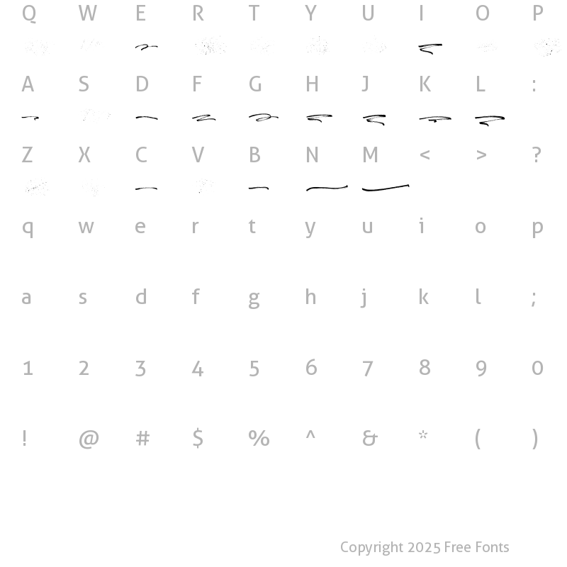 Character Map of Balckway Swash Regular