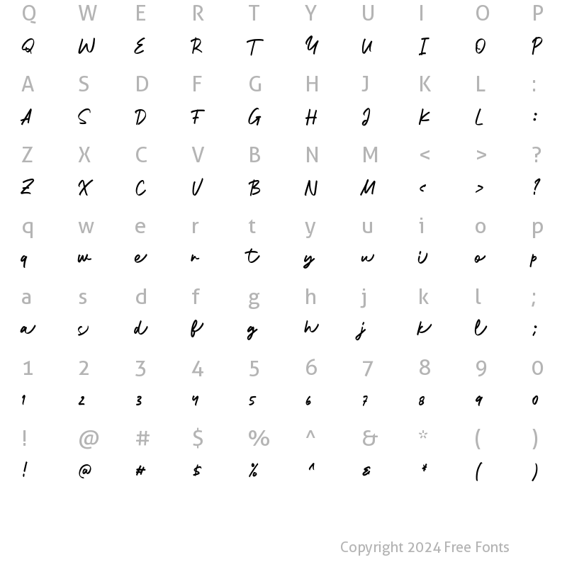 Character Map of Balder Script Alternate Regular