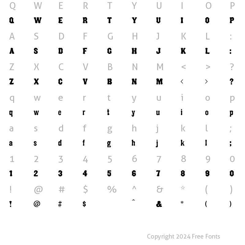 Character Map of Balderdash Regular