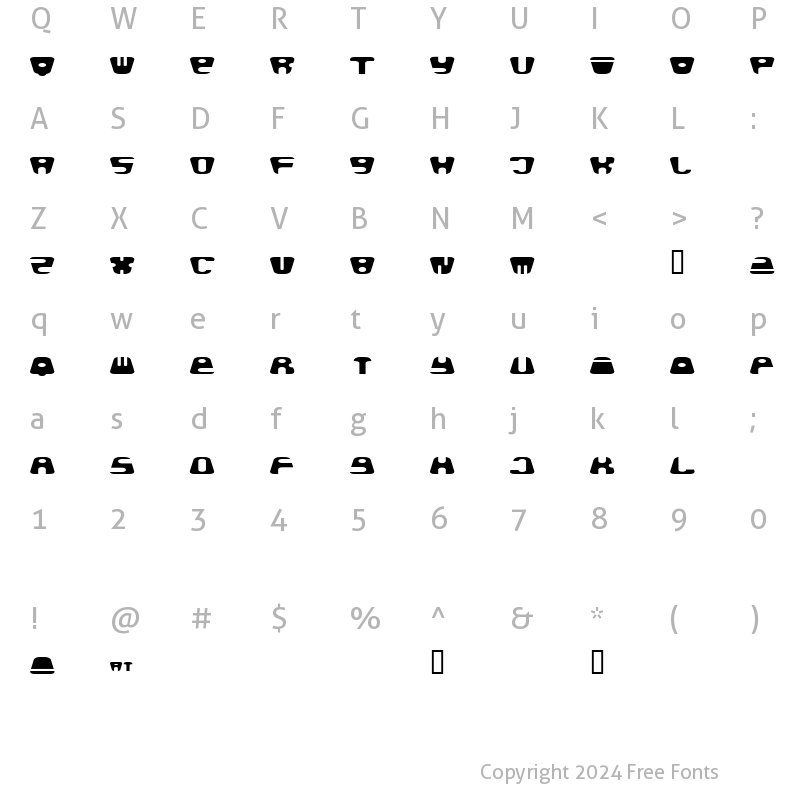 Character Map of baldhead Regular