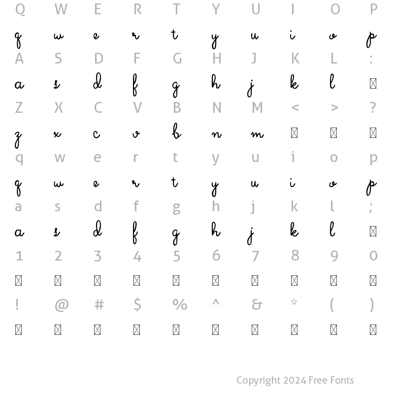 Character Map of Bale Belly Two Regular