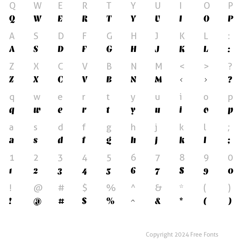 Character Map of Balega LT Std Regular