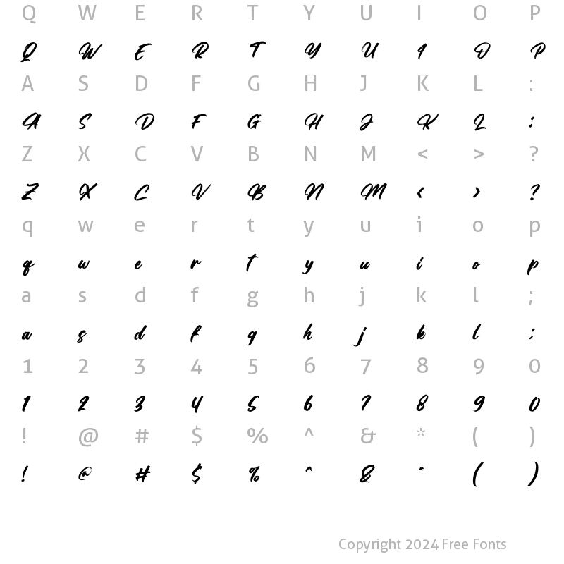 Character Map of Balestic Italic