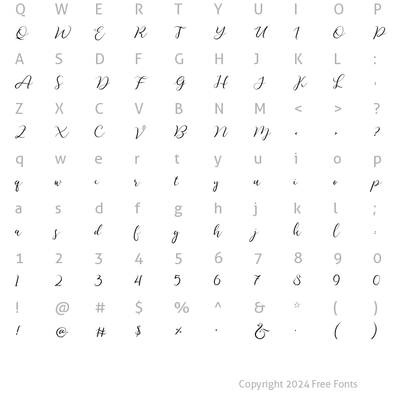 Character Map of Bali Sunrise Regular