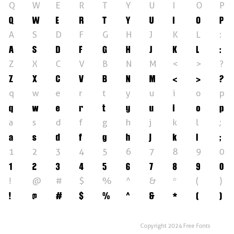 Character Map of Balibold Regular