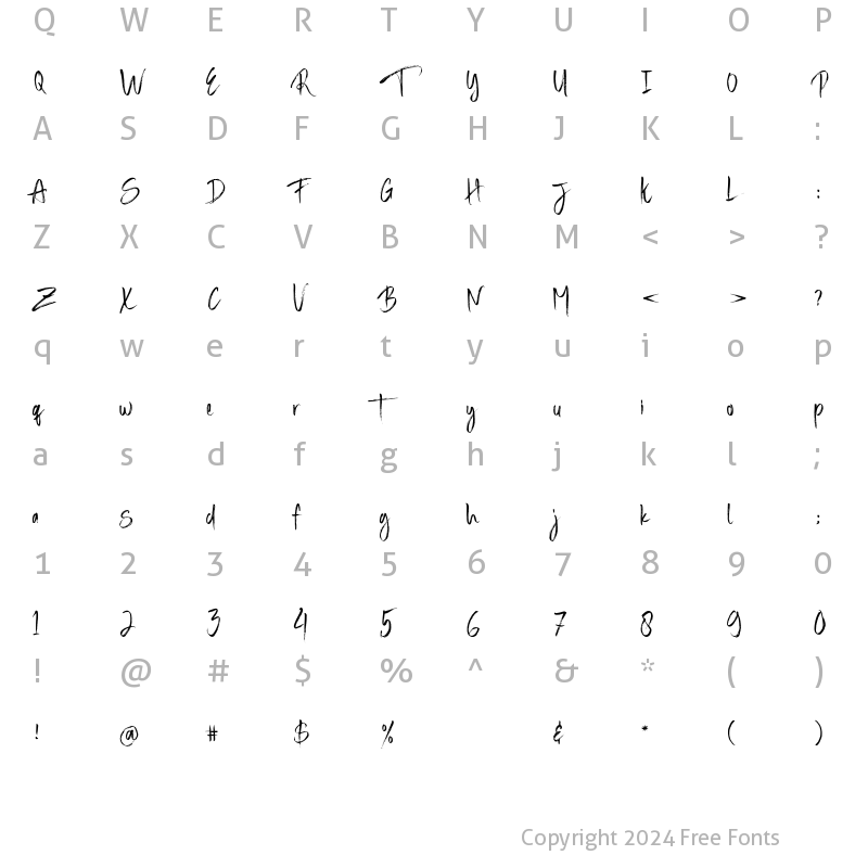 Character Map of Balicot Sweet Regular