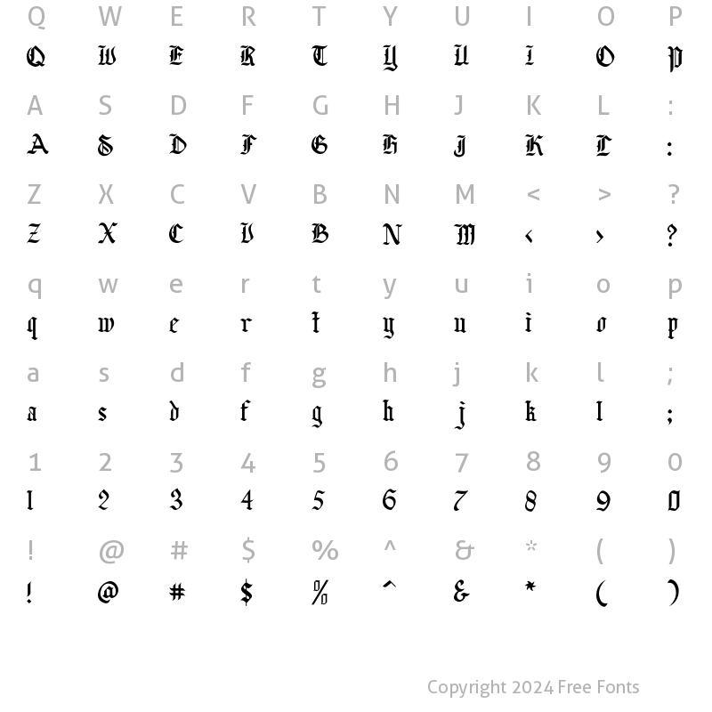 Character Map of Baliga Blackletter Regular