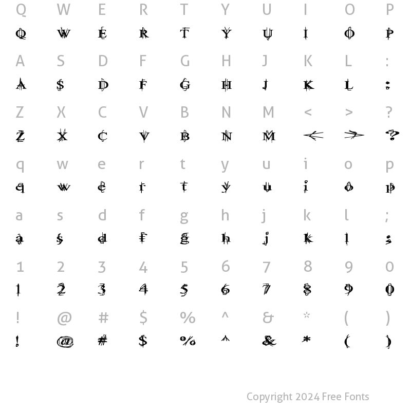 Character Map of Ball Tongue Regular