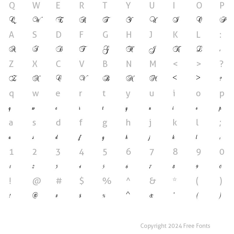 Character Map of Ballad Regular