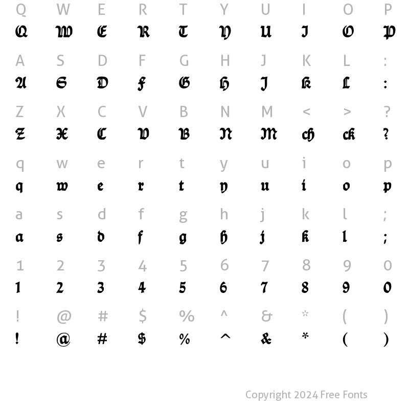 Character Map of Ballade Bold