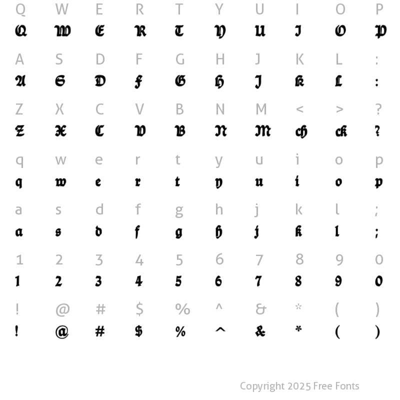 Character Map of Ballade Contour Regular