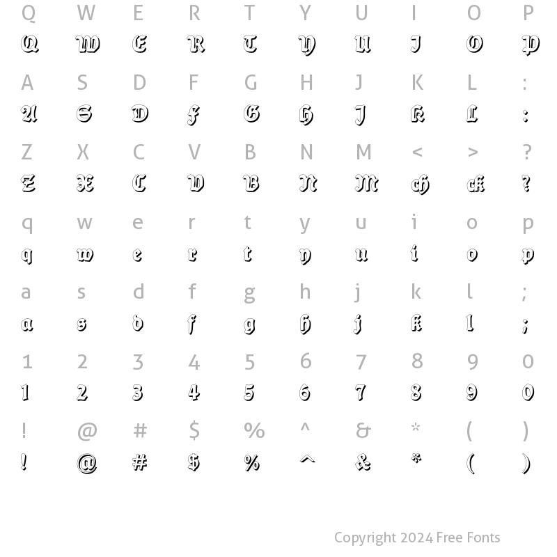 Character Map of Ballade Shadow Regular