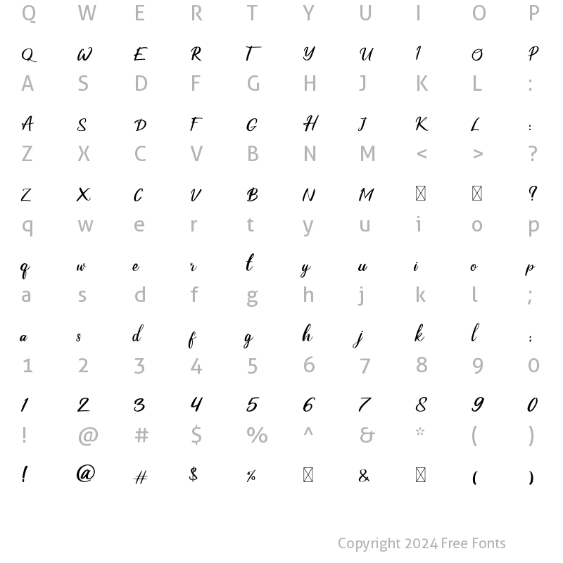 Character Map of Ballano Regular