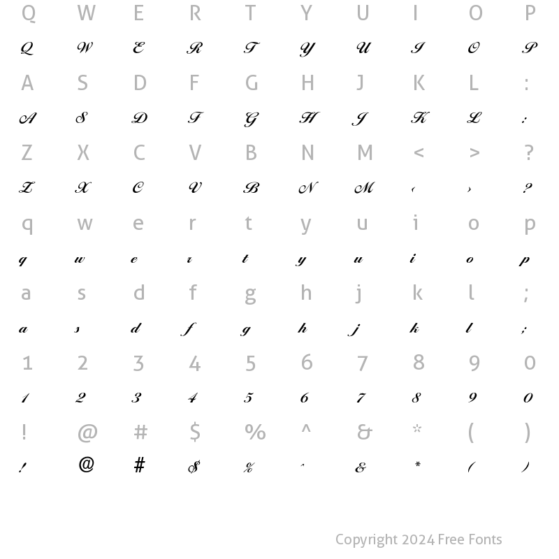 Character Map of Ballantines-Bold Regular