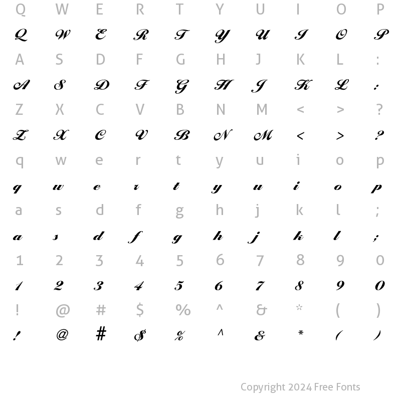 Character Map of Ballantines Hvy Regular