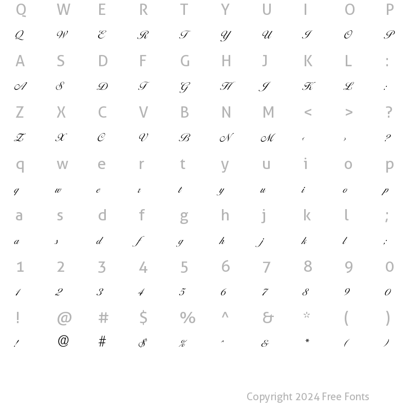 Character Map of Ballantines-Light Regular