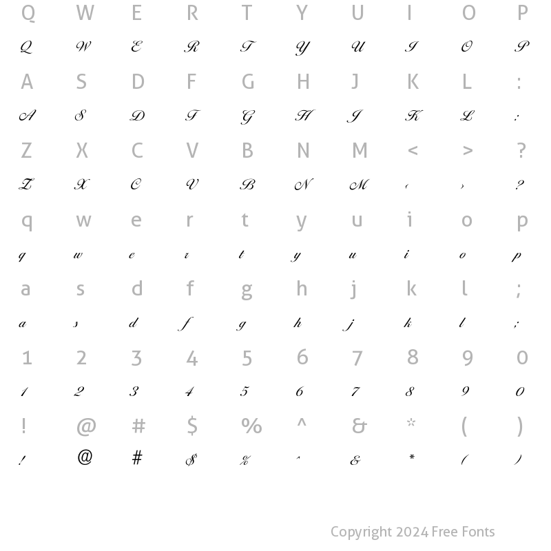 Character Map of Ballantines-Regular Regular