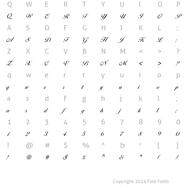 Character Map of Ballantines Rgl Regular