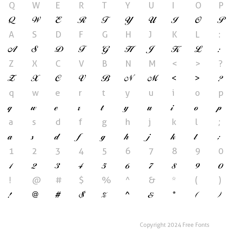 Character Map of BallantinesScriptEF Bold