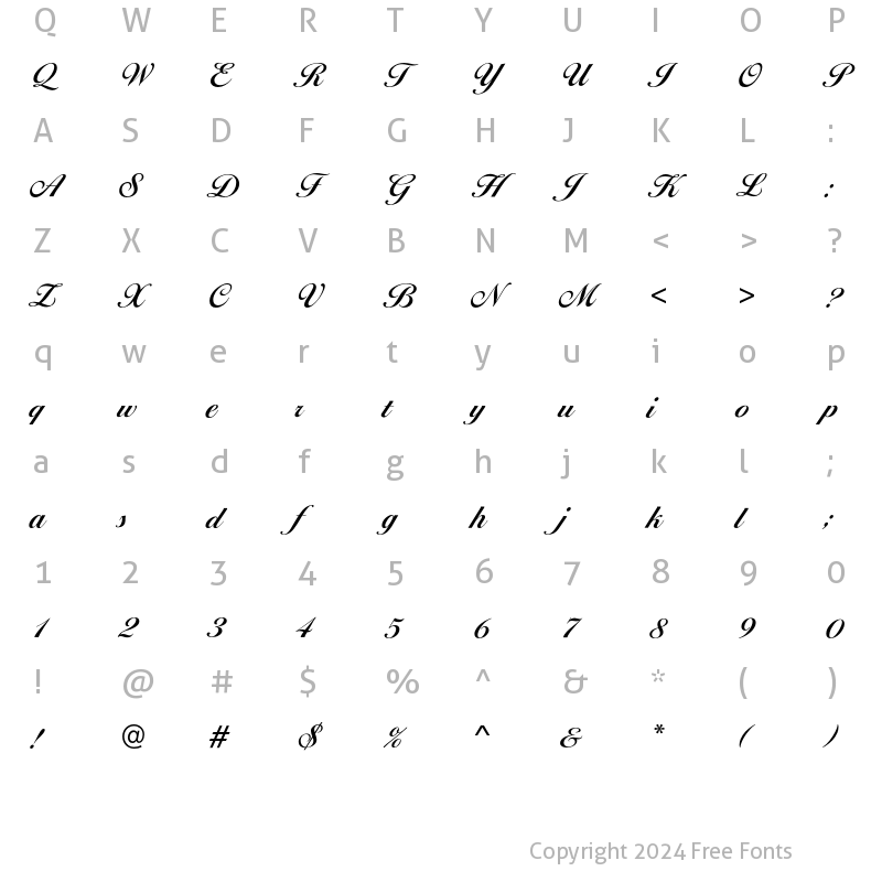 Character Map of BallantinesScriptEF DemiBold Regular