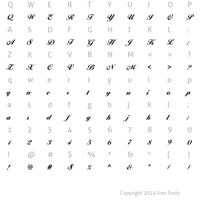 Character Map of BallantinesScriptEF ExtraBold Regular