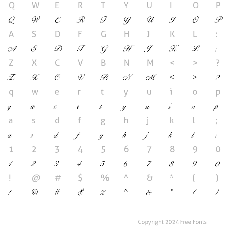 Character Map of BallantinesScriptEF Light Regular