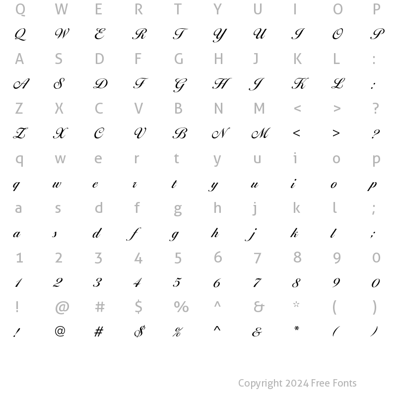 Character Map of BallantinesScriptEF Medium