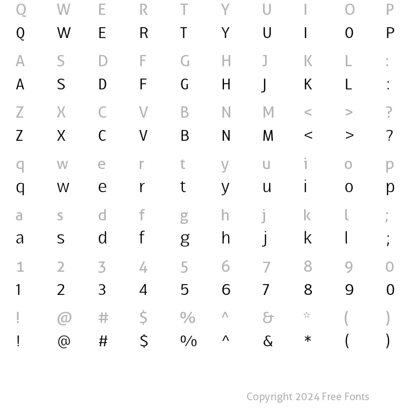 Character Map of Ballarih Regular