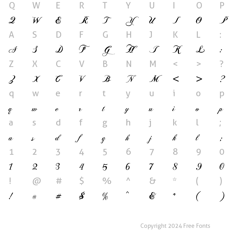 Character Map of Balleria Regular