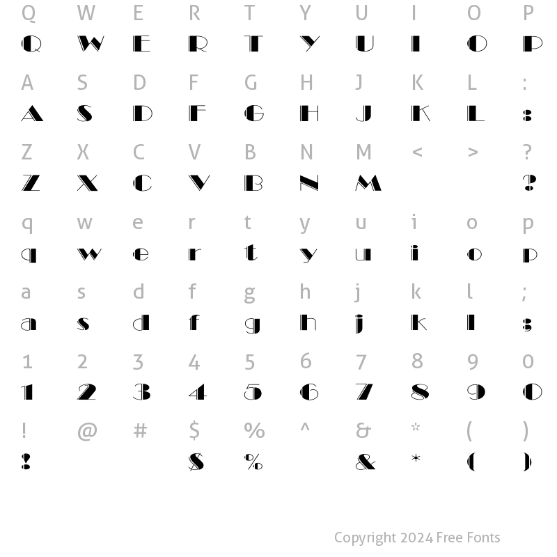 Character Map of BalletEngraved Wide Regular