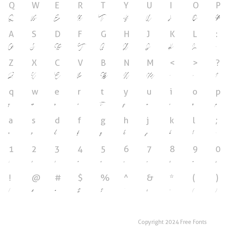 Character Map of Balleys script Regular