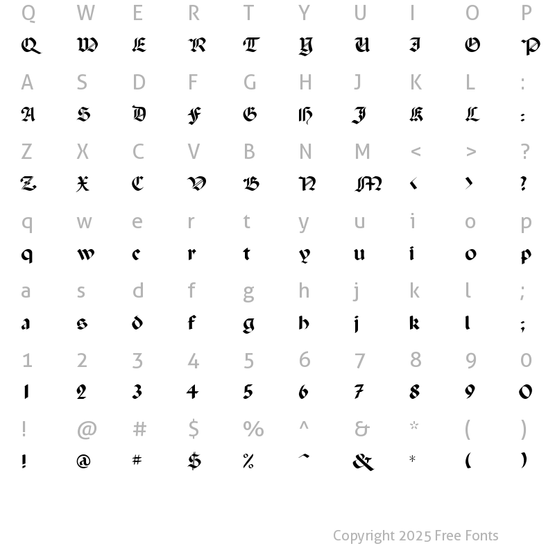 Character Map of BallistaDisplayScriptSSK Regular