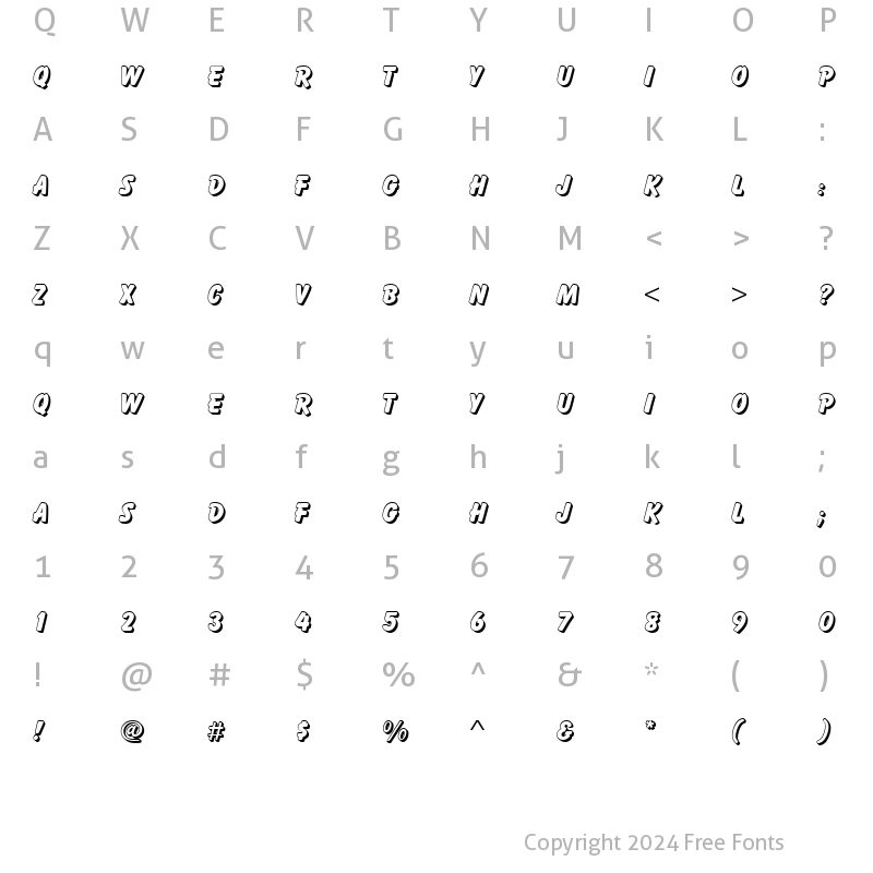 Character Map of Balloon Becker Drop Shadow Regular