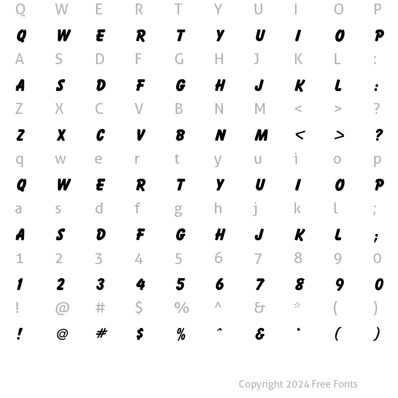 Character Map of Balloon ExtraBold Regular