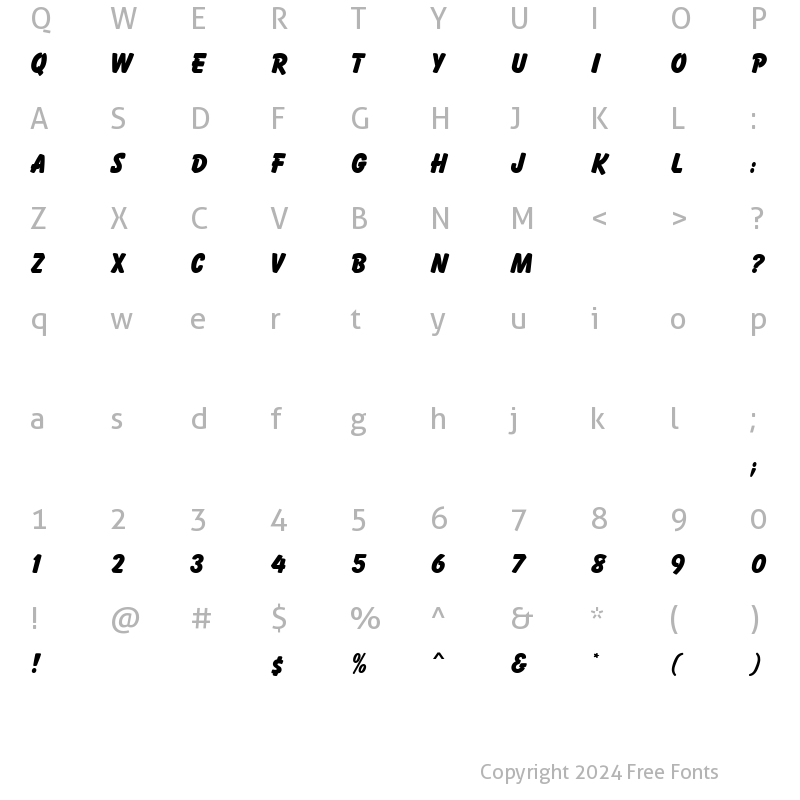 Character Map of Balloon MN ExtraBold