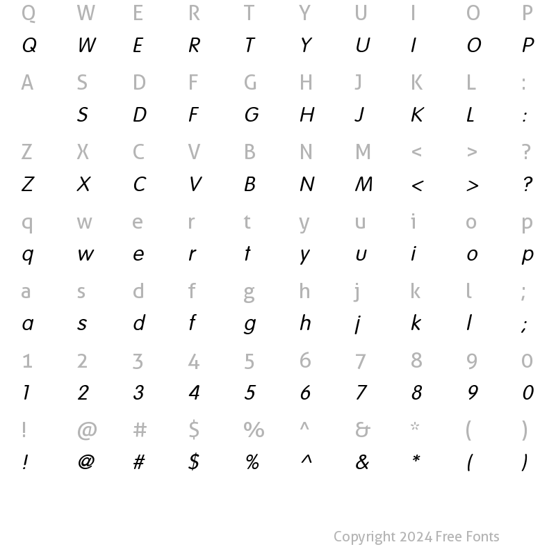 Character Map of Balloon Oblique