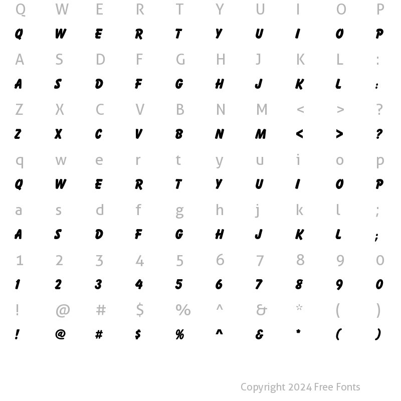 Character Map of Balloon P Extra Bold