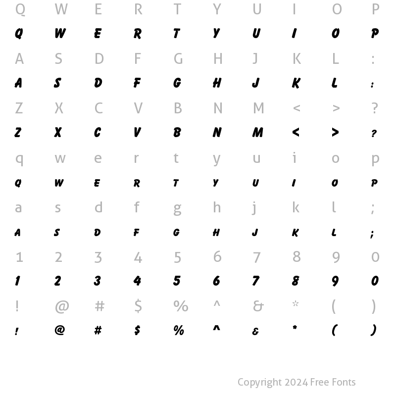 Character Map of Balloon SC D Extra Bold