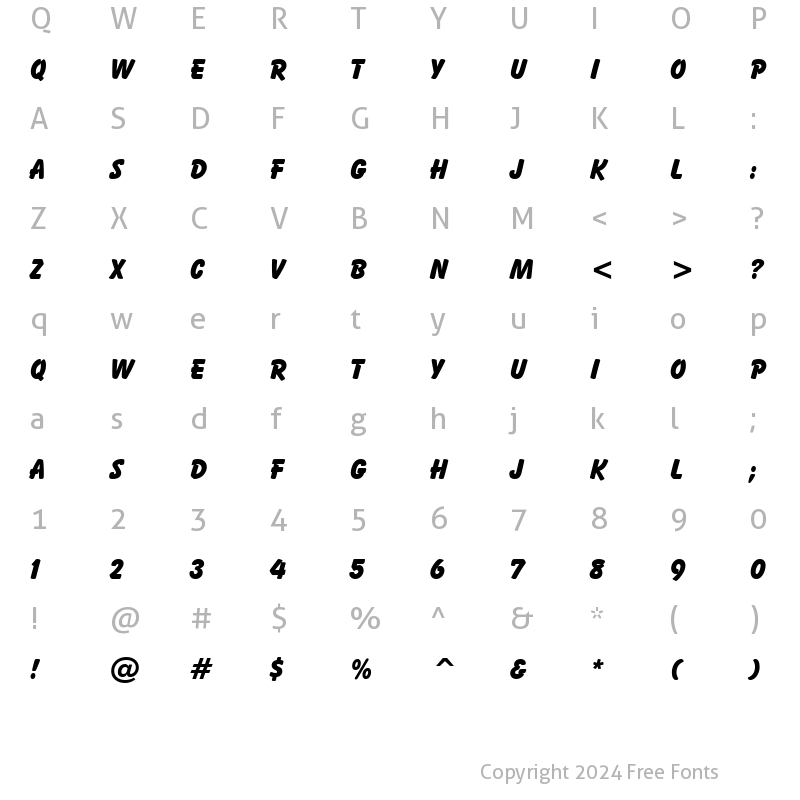 Character Map of Balloon XBd BT Extra Bold