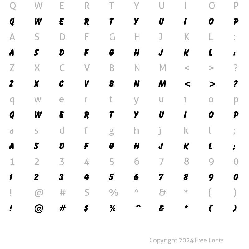 Character Map of Balloon XBd TL Extra Bold