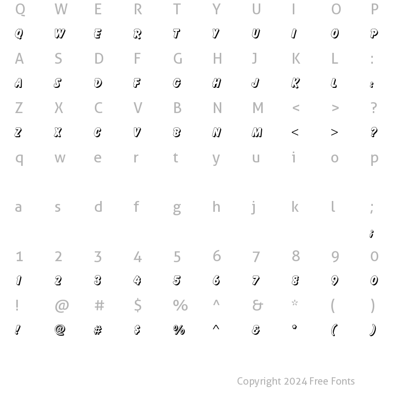 Character Map of BalloonEF DropShadow Regular