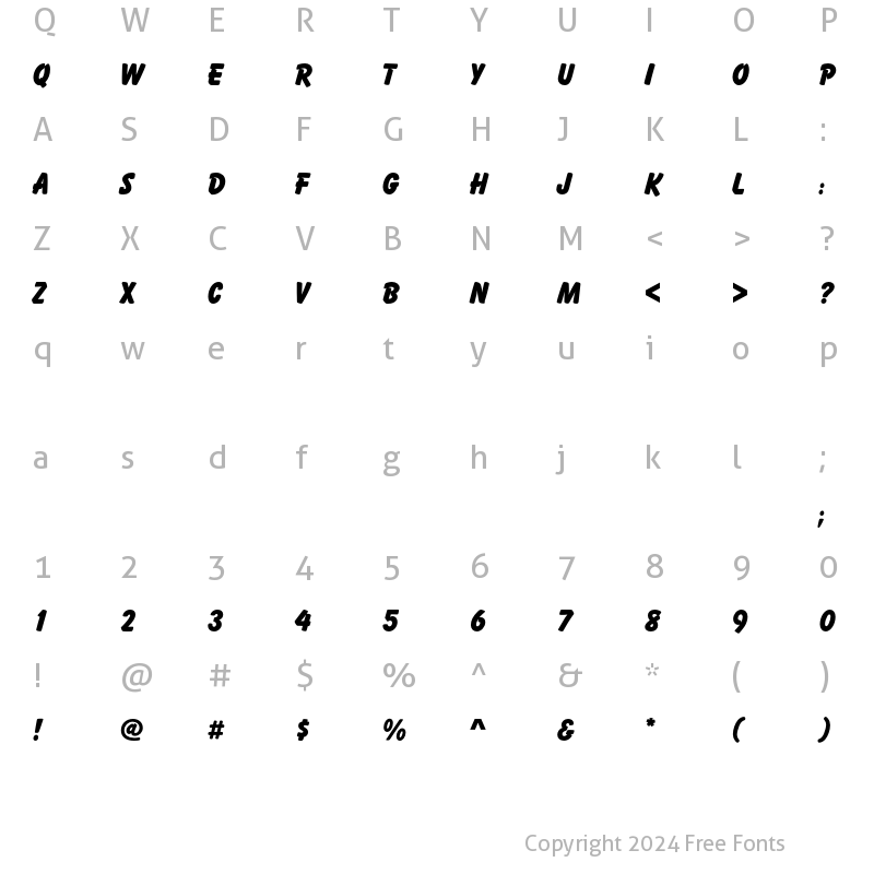 Character Map of BalloonEF ExtraBold Regular