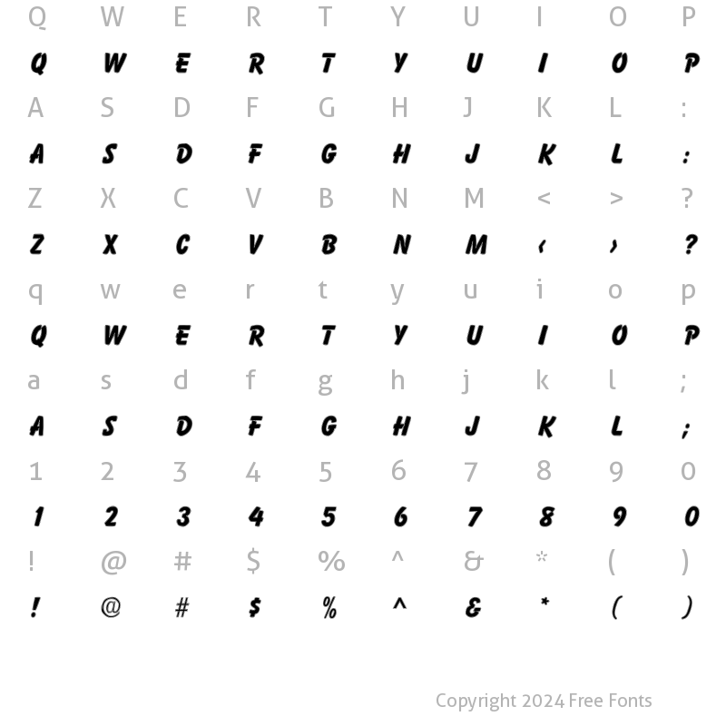 Character Map of Balloonist Inline SF Bold