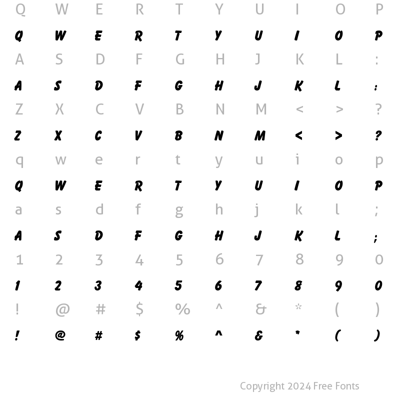 Character Map of BalloonPExtBol Regular