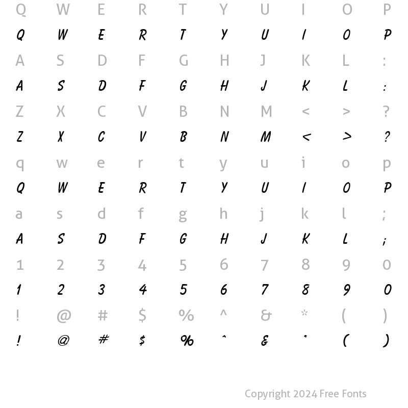 Character Map of BalloonTwo Regular