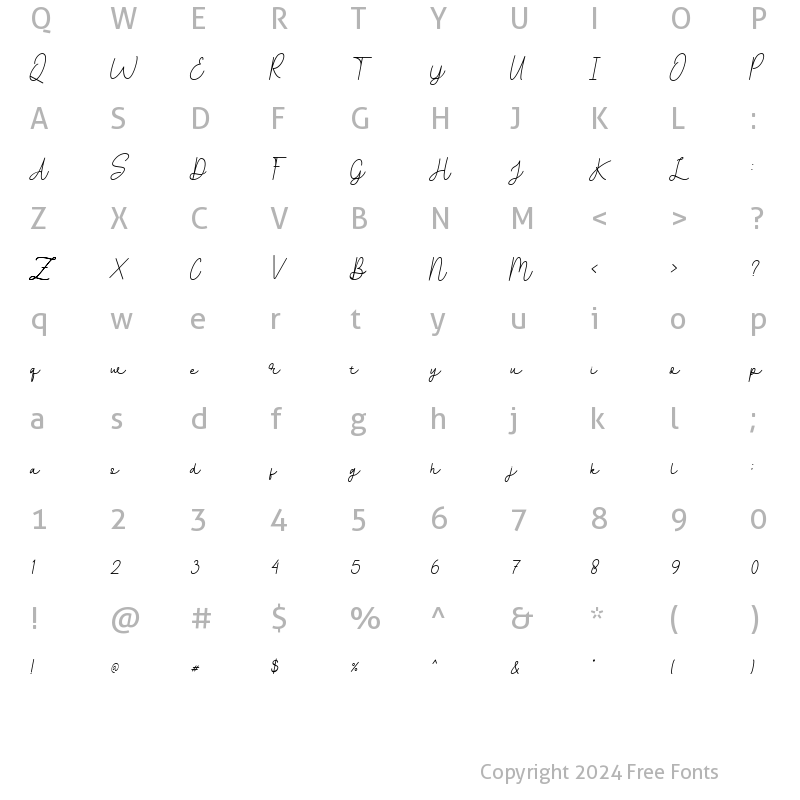 Character Map of Ballpoints Italic Regular