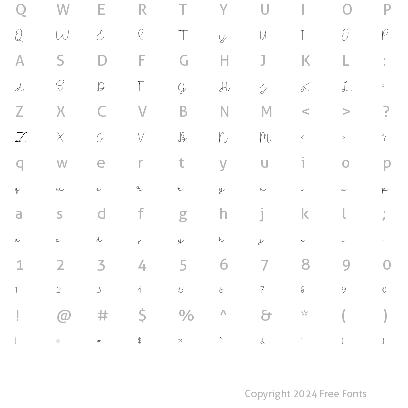 Character Map of Ballpoints Thin Regular