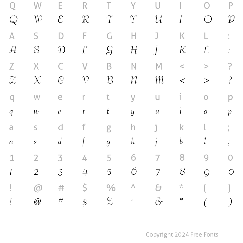 Character Map of BallroomTango Regular